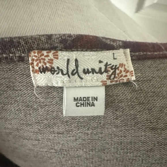 World Unity Womens Tunic Top Large Boho Paisley Rhinestones Asymetrical Hippie - Picture 7 of 13